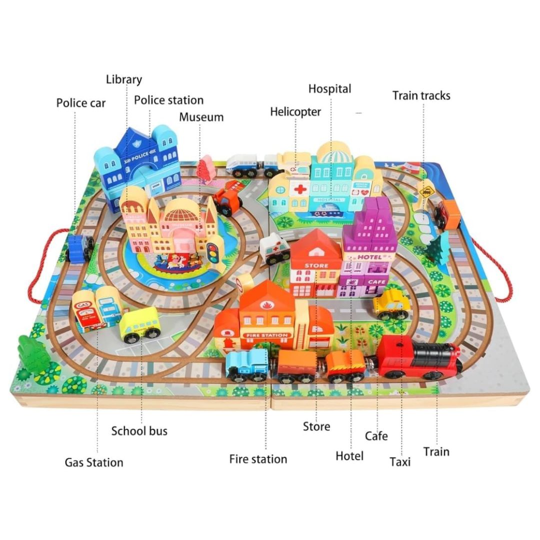 Wudly: Wooden Train Set Building Blocks