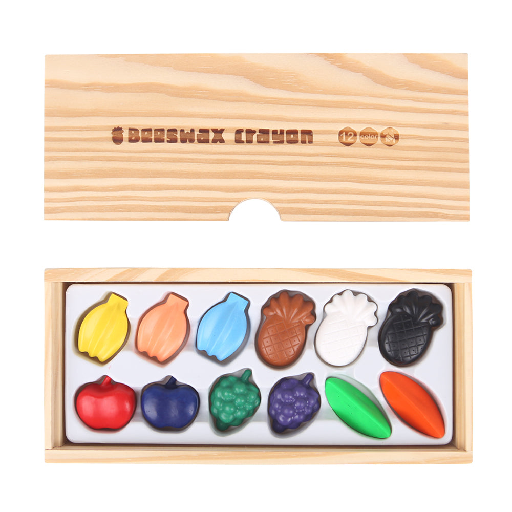 Beeswax Crayon -Colorful Fruit -12 Colors | Jar Melo