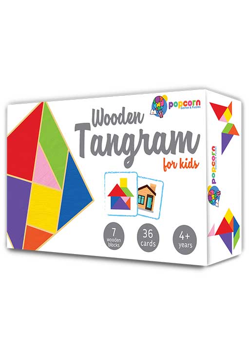Wooden Tangram | Popcorn Games & Puzzle by Pegasus Game