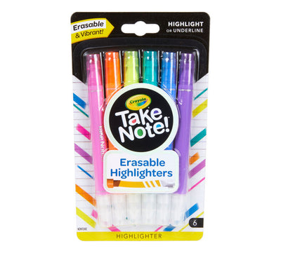 Take Note Erasable Highlighters, 6 Count | Crayola