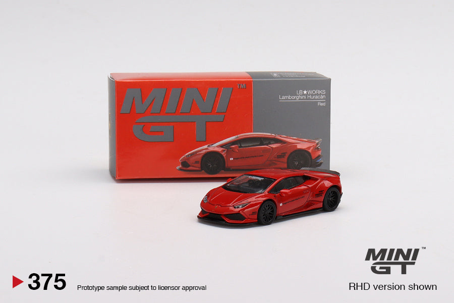 LB☆WORKS Lamborghini Huracan ver. 2 Red - Scale: 1:64 | Mini GT
