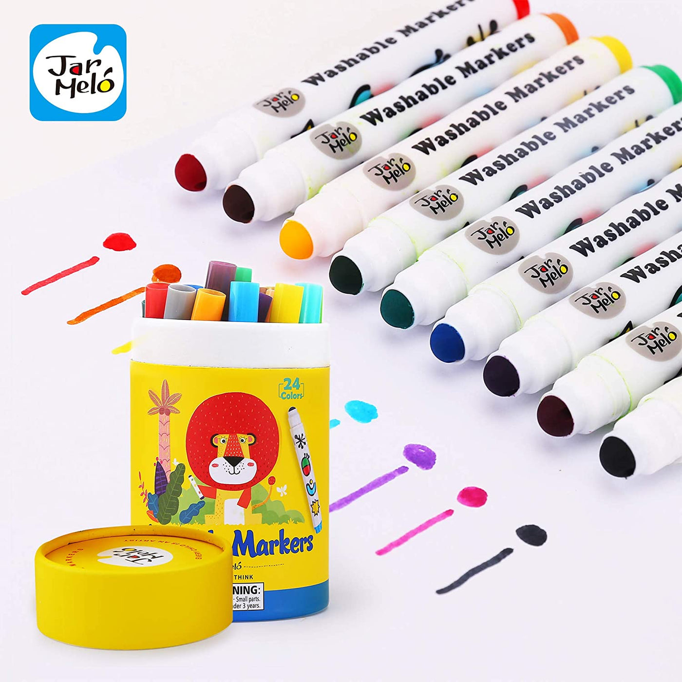 Special Round Tip Washable Markers - 24 Pcs | Jar Melo