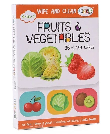 Fruits and Vegetables: 4 in1 Wipe and Clean - Flash Cards | Kyds Play