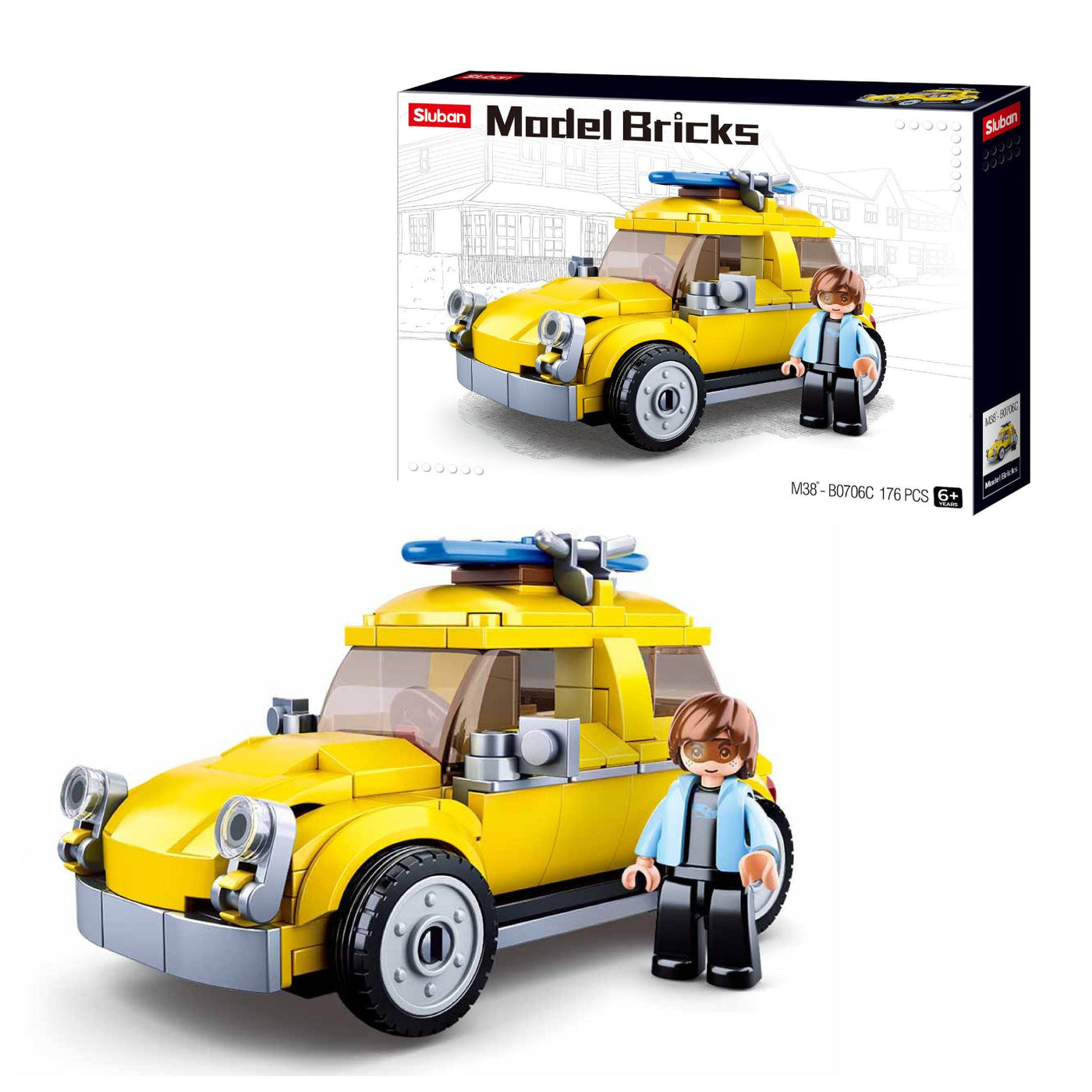 Beetle Car: Sluban Model Bricks - 176 PCS Bricks | Sluban