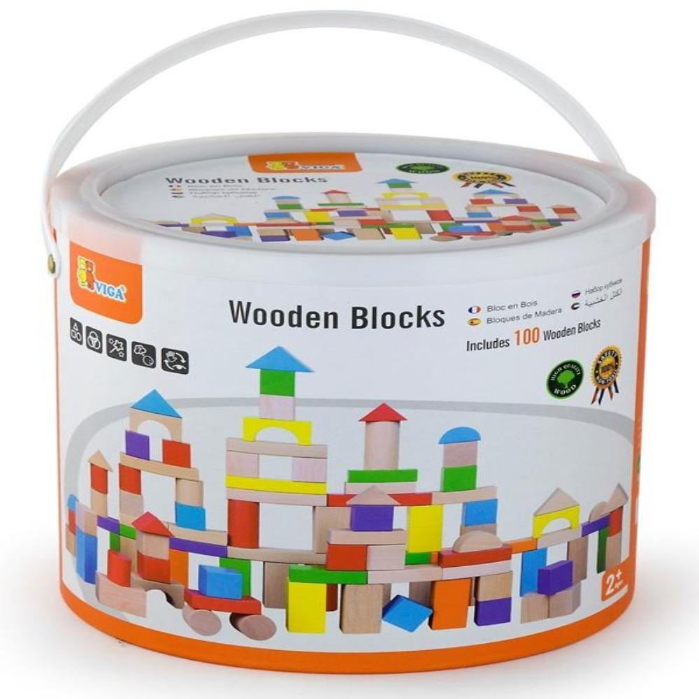 Wooden Construction Blocks (100 Pcs) | Viga