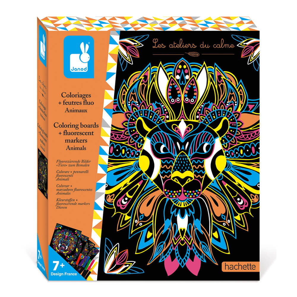 Animal Colouring Boards And Fluorescent Marker Set | Janod