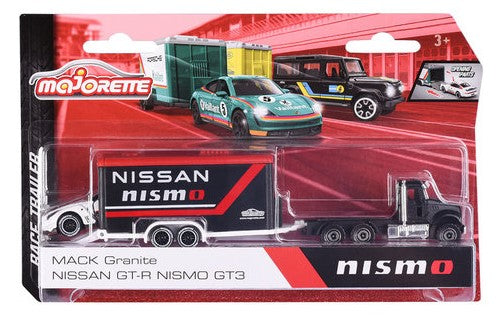 Mack Granite and Nissan GT-R Nismo GT3 - Race Trailer | Majorette