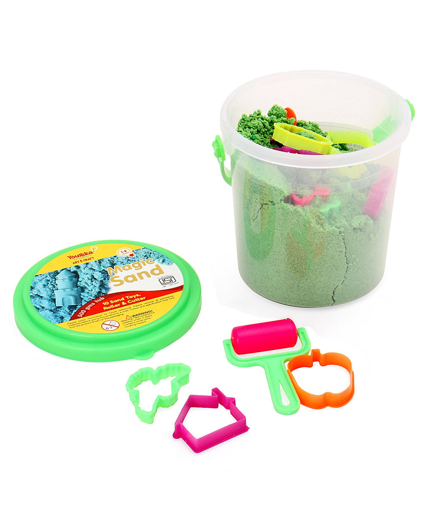 Magic Sand with Moulds: Green - 500 gm | Youreka