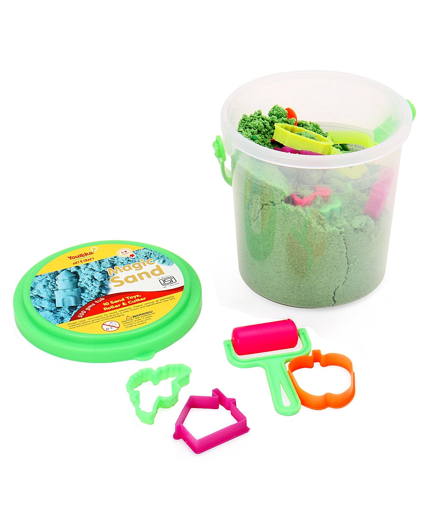 Magic Sand with Moulds: Green - 500 gm | Youreka