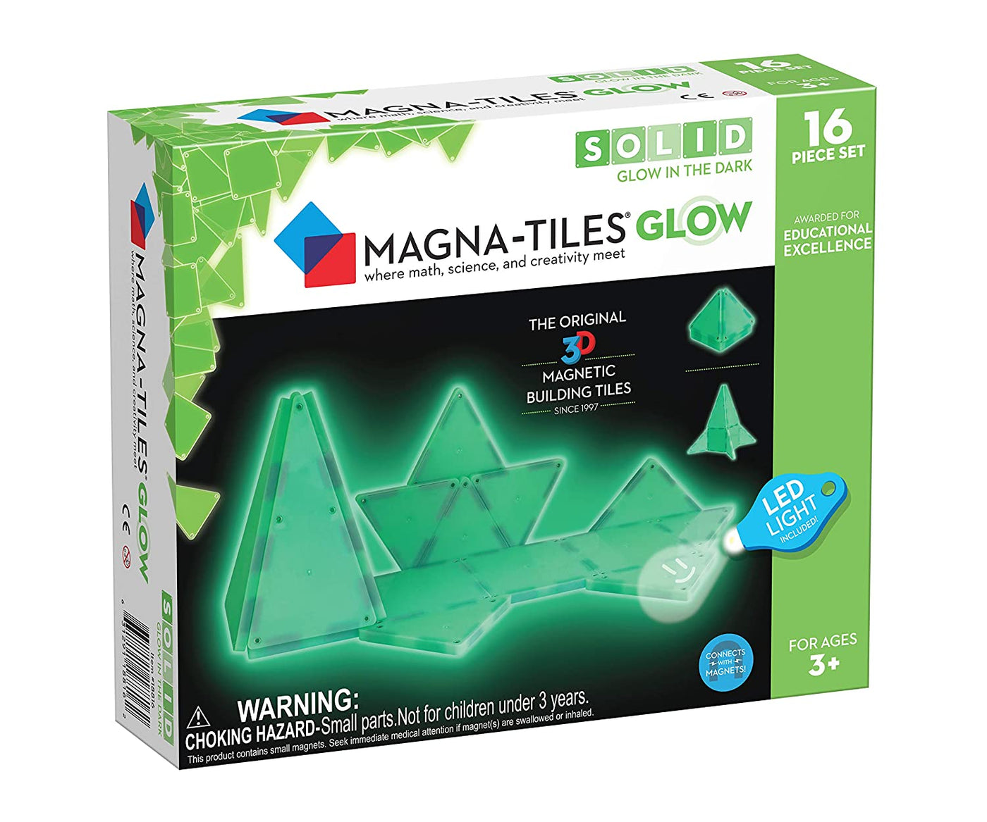 Solid Glow In The Dark 16-Piece Set | Magna-Tiles®
