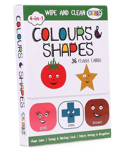 Colours & Shapes: 4 in 1 Wipe and Clean - Flash Cards | Kyds Play