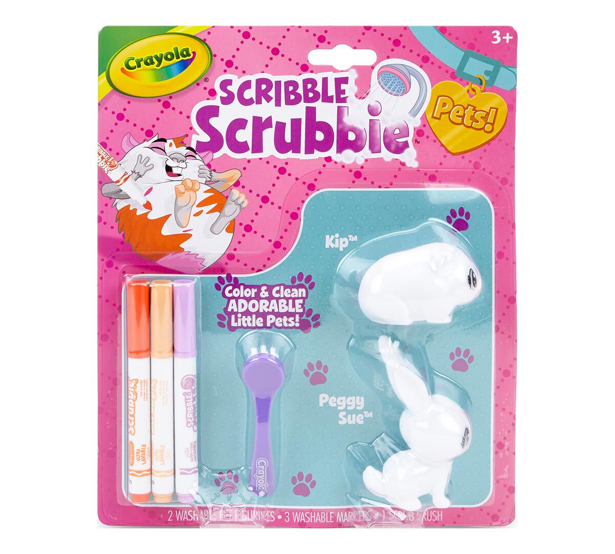 Scribble Scrubbie Pets, Hamster & Rabbit, 2 Count | Crayola