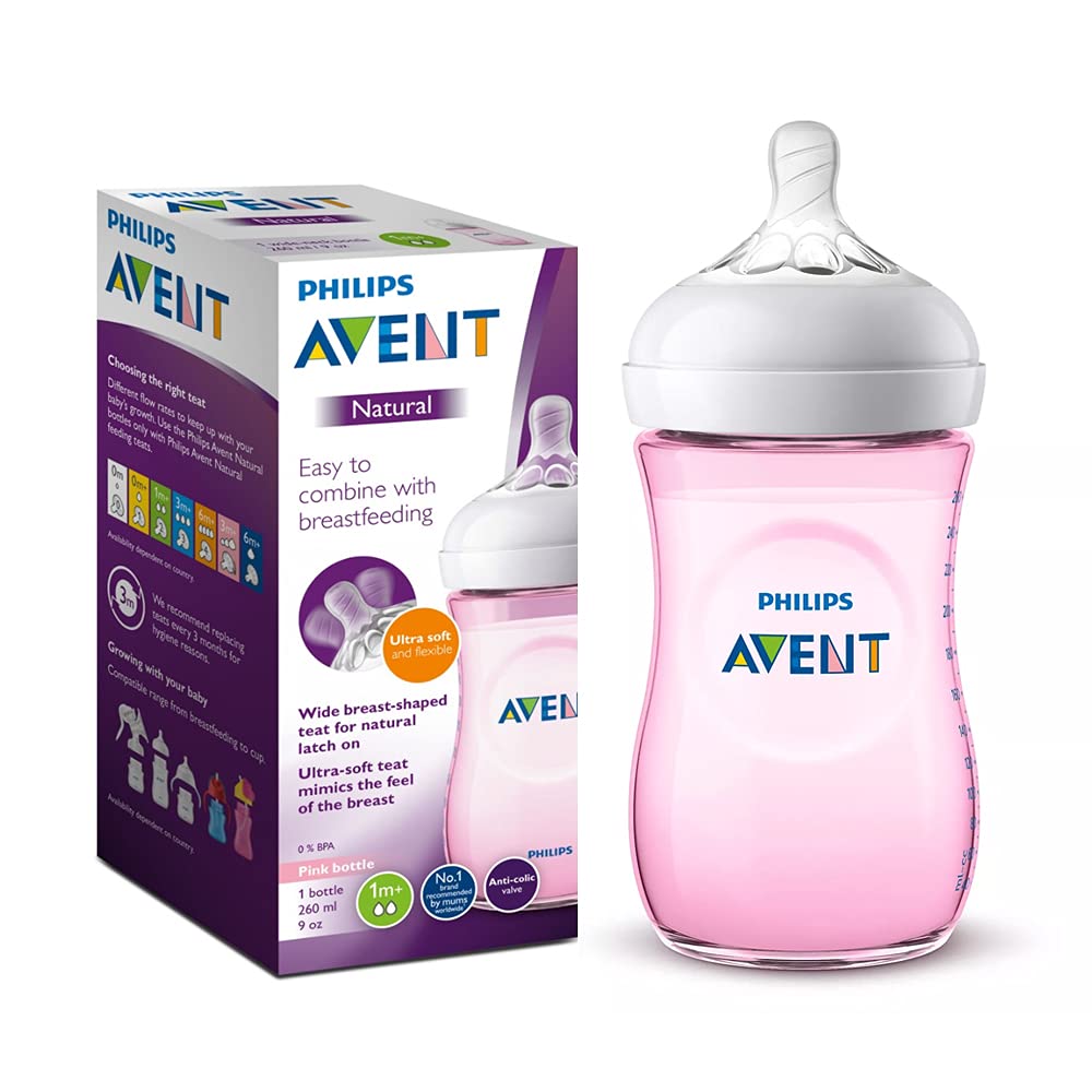 Natural Feeding Bottle: Pink 260ml - SCF034/10 | Philips Avent