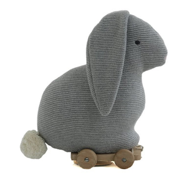 Push & Pull Bunny: Soft Toy for Kids - Grey | Pluchi