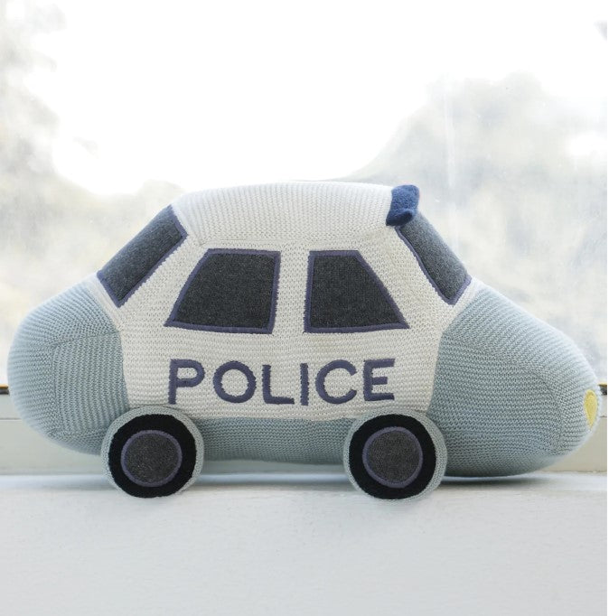 Police Car: Soft Toy for Babies / Kids - Light Blue , Black and Natural | Pluchi