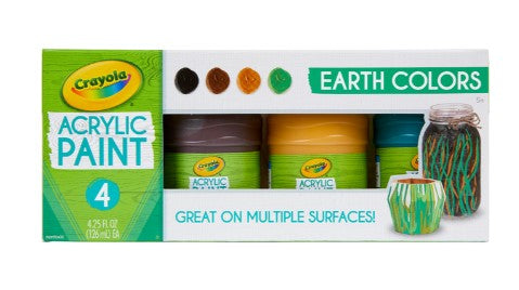 Earth Colours Acrylic Paint: Multi-Surface - 4 Count | Crayola