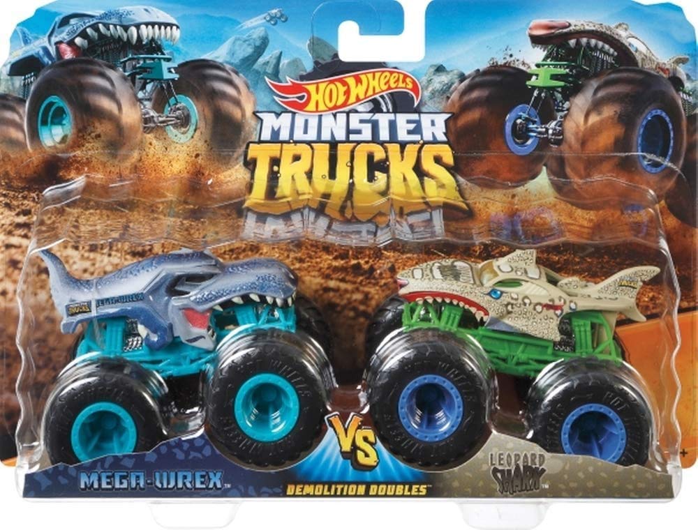 Monster Trucks, Mega-Wrex Vs Leopard Shark 1:64 Demo Doubles 2-Pk Collection | Hot Wheels®