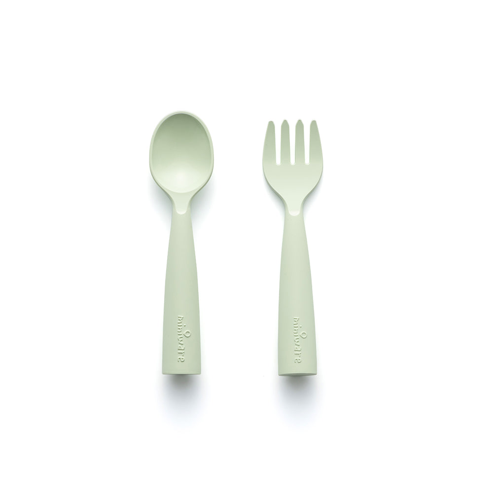 Cutlery Fork & Spoon Set - Green | Miniware