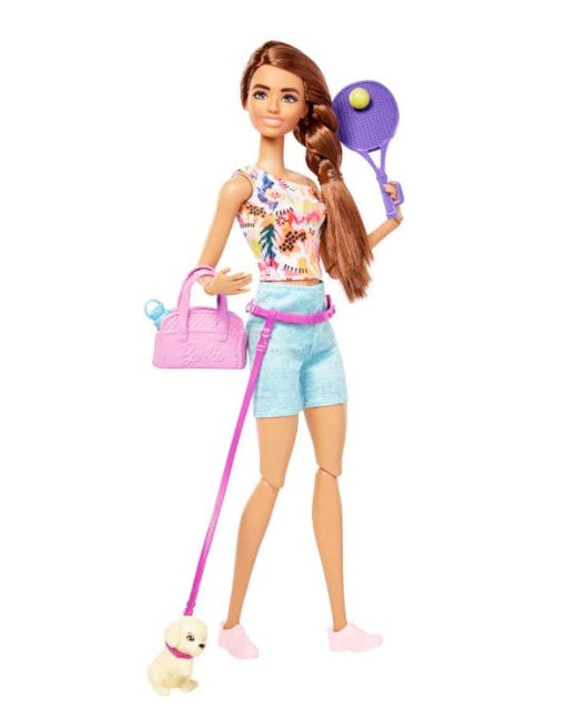 Barbie Doll With Puppy, Workout Outfit, Roller Skates And Tennis