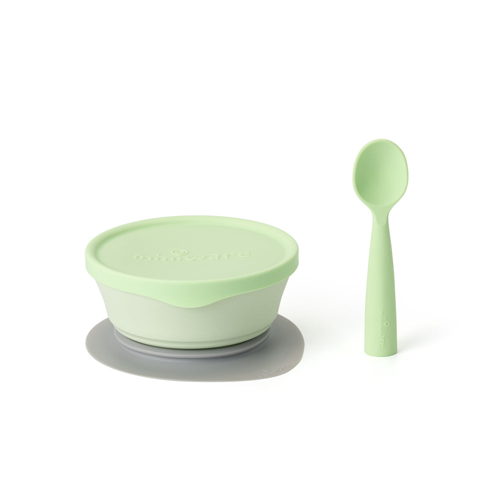 First Bite Feeding Set With Spoon - Green | Miniware