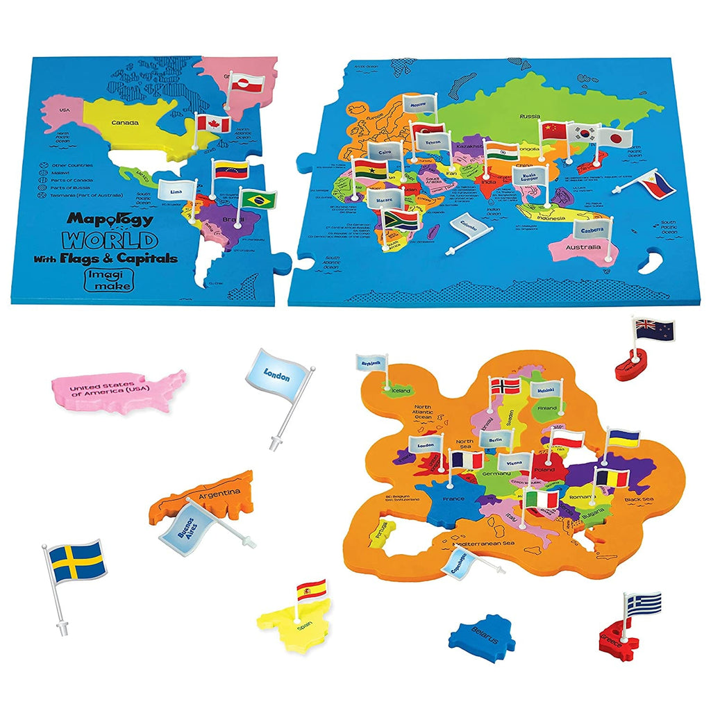 World with Flags & Capitals - Mapology | Imagi Make