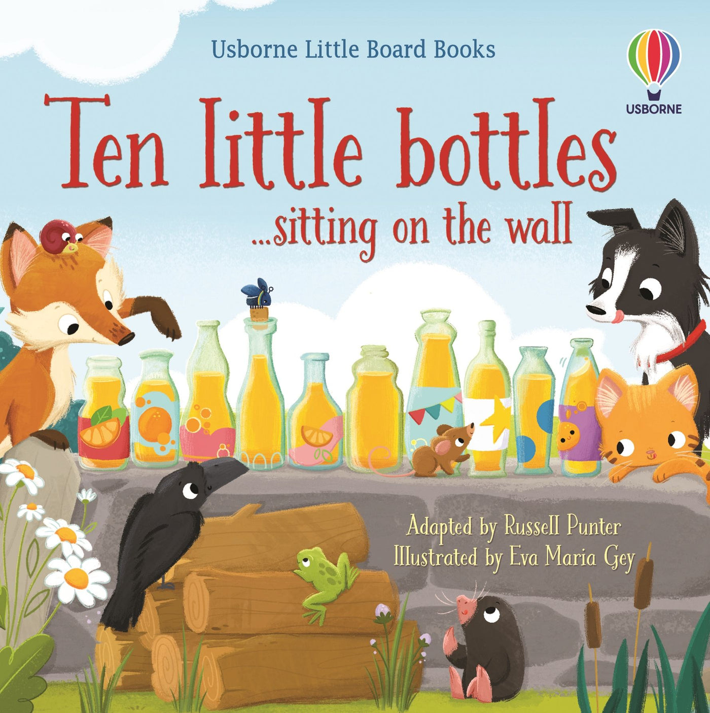 Ten little bottles sitting on the wall - Board Book | Usborne