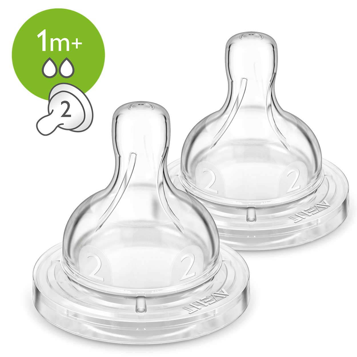 Anti-Colic Teat Slow Flow 2 Holes - Pack Of 2 (SCF632/27) | Philips Avent
