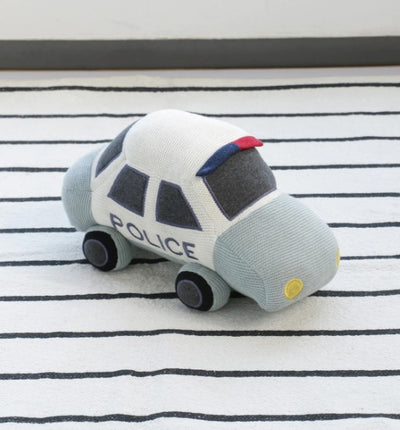 Police Car: Soft Toy for Babies / Kids - Light Blue , Black and Natural | Pluchi