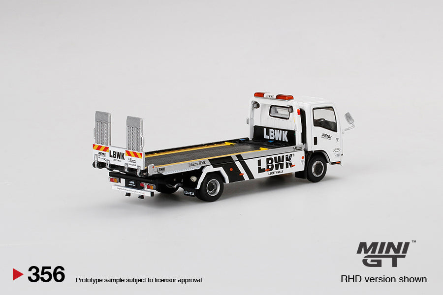 MINI GT Isuzu Vehicle Transporter 積載車 Isuzu N-Series Vehicle Transporter LBWK White - Scale 1:64 | Mini