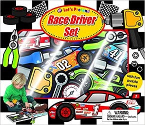 Let's Pretend Race Driver Set: With Book and Press-Out Pieces | Priddy Books