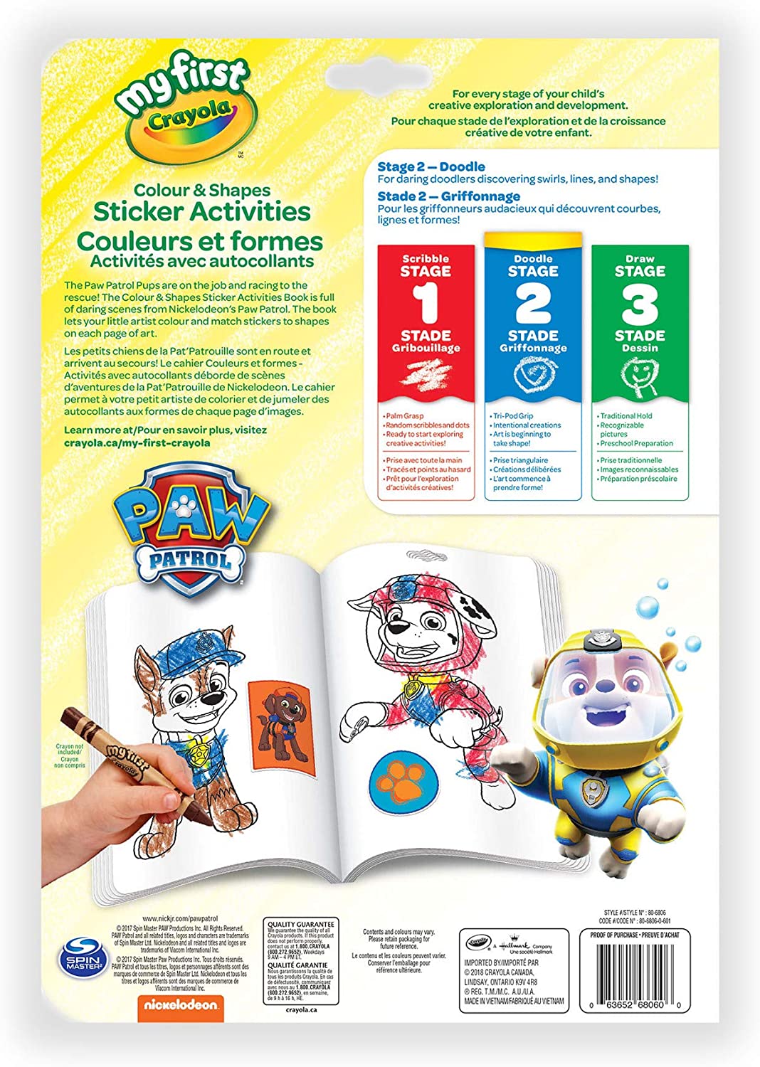 Paw Patrol: Colour & Shapes Sticker Activities | Crayola