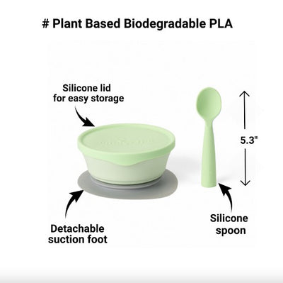 First Bite Feeding Set With Spoon - Green | Miniware