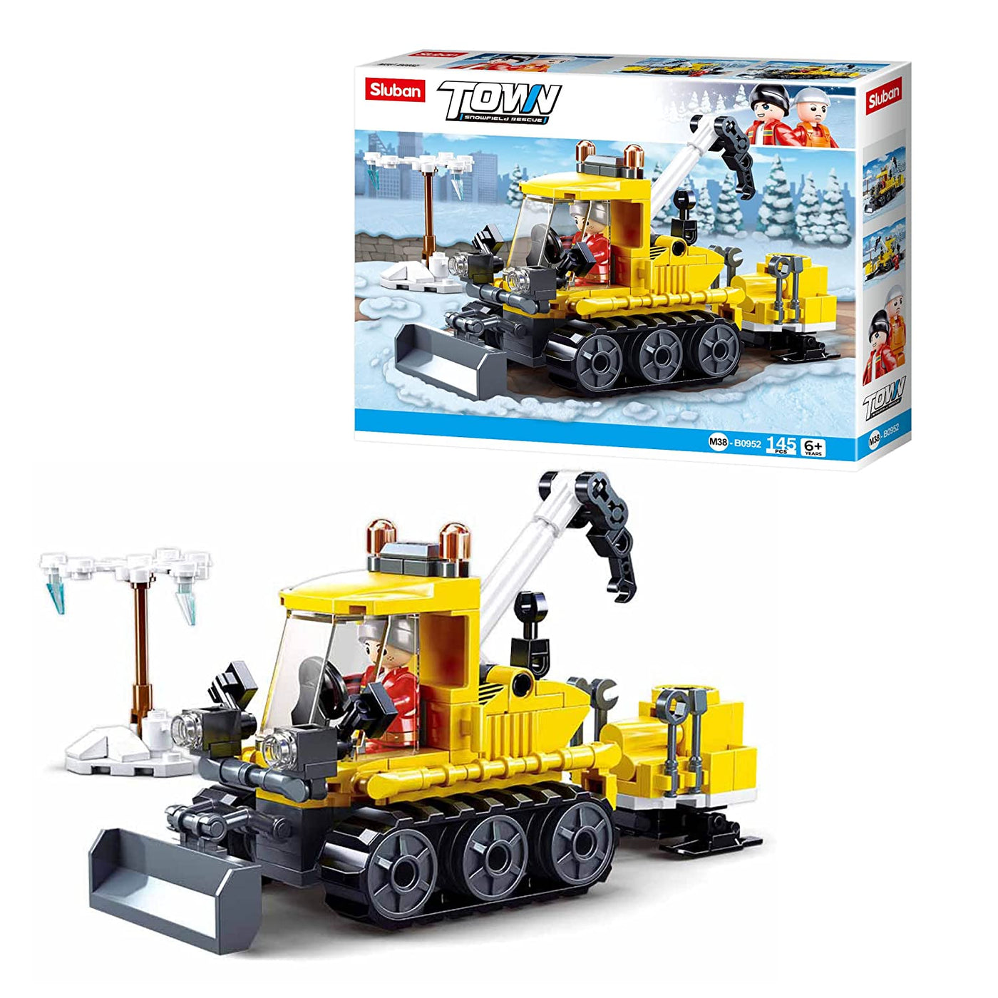 Snow Field Rescue Vehicle with Working Crane: Sluban Town - 145 PCS Bricks | Sluban