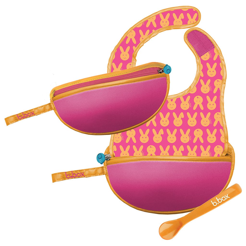Travel Bib & Spoon Set - Pink Orange | b.box by B.Box Baby Care
