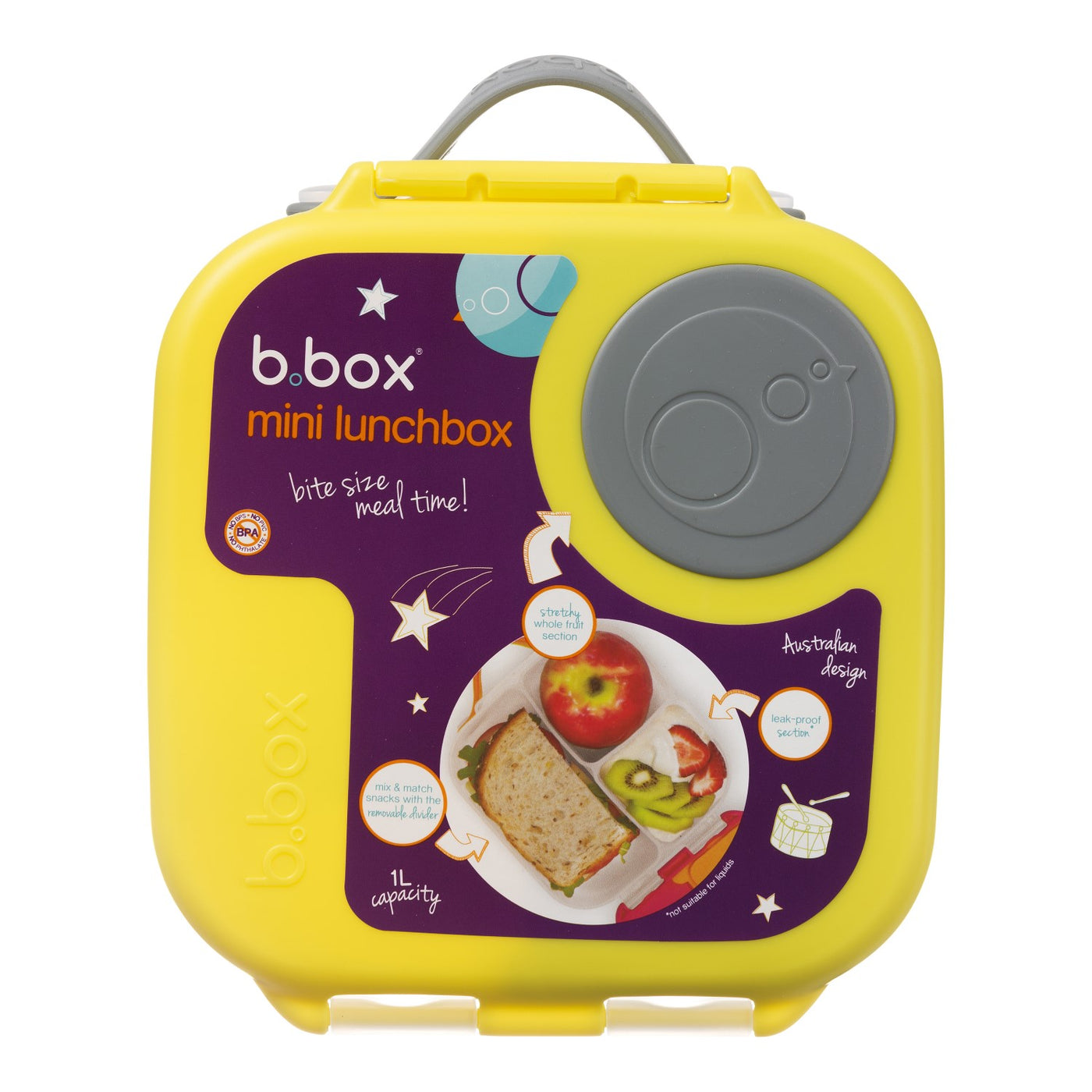 Mini Lunchbox-Lemon Sherbet Yellow Grey | b.box