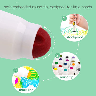 Special Round Tip Washable Markers - 24 Pcs | Jar Melo