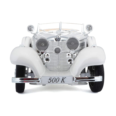 Mercedes Benz 500k Typeroadster - White (1936): Die-Cast Scale Model (1:18) | Maisto