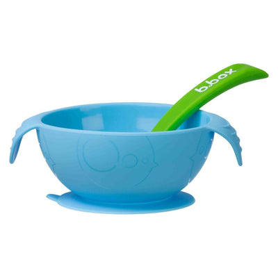 Silione First Feeding Bowl Set with Spoon – Ocean Breeze Blue Green | b.box