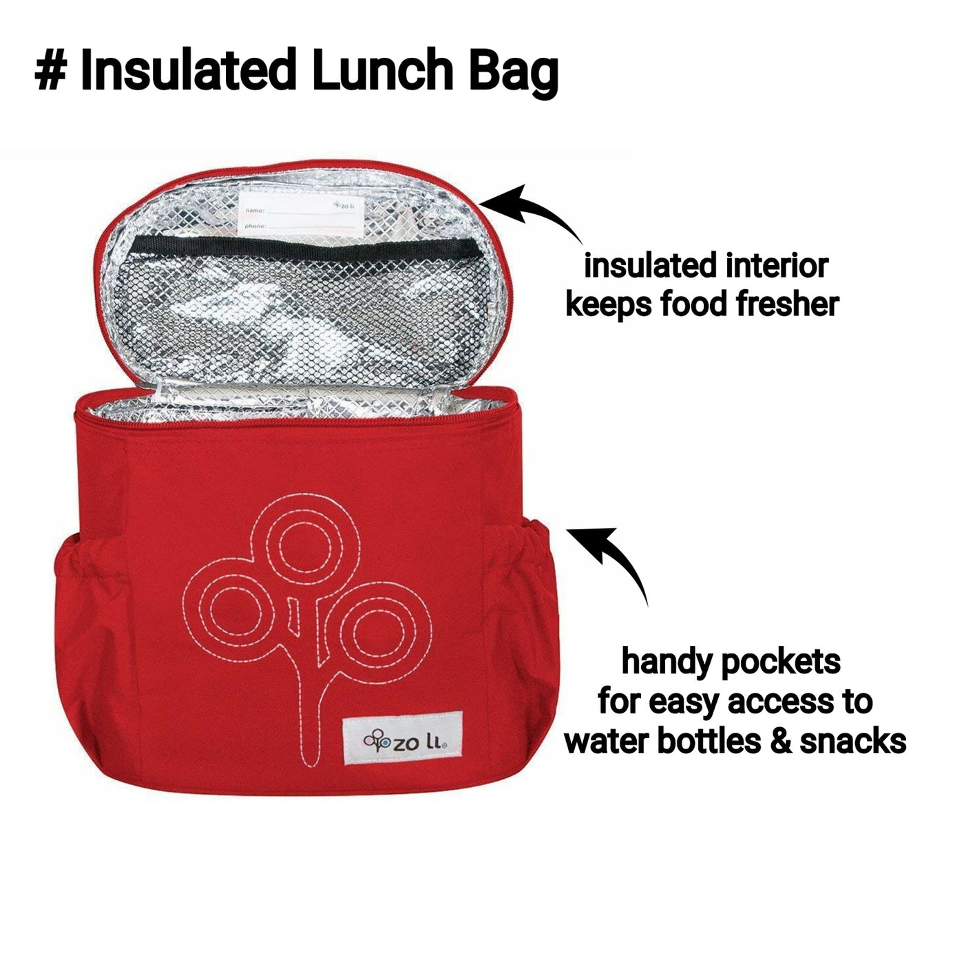 NOM NOM Insulated Lunch Bag - Red | ZoLi