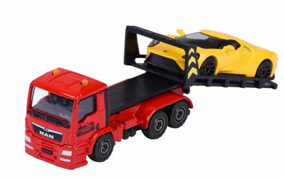 Man GTS Tow Truck+Ford GT: Trailer - 1:64 | Majorette