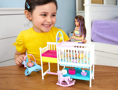 Nap N' Nurture Nursery Dolls And Playset with Skipper Babysitters | Barbie