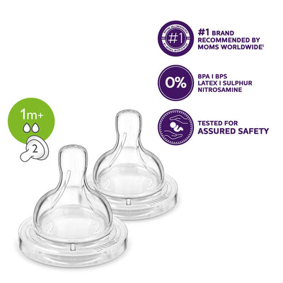 Anti-Colic Teat Slow Flow 2 Holes - Pack Of 2 (SCF632/27) | Philips Avent