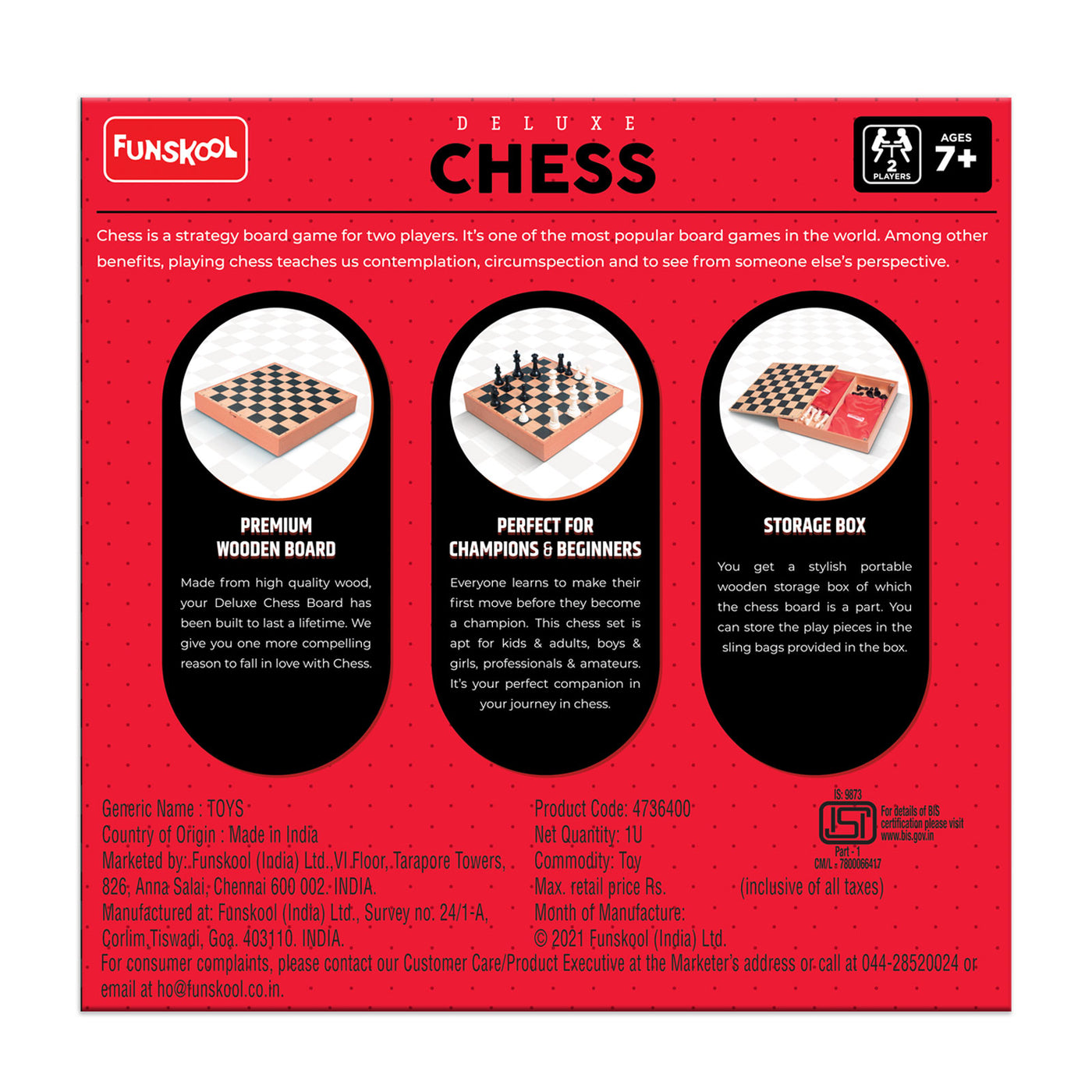 Deluxe Chess - Wooden Gameboard & Storage | Funskool