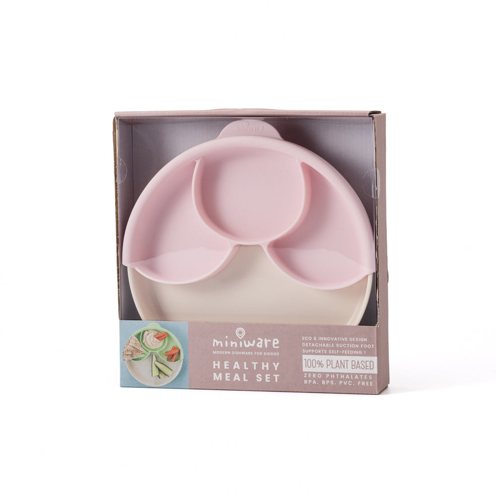 Healthy Meal Plate Set - Grey Pink | Miniware