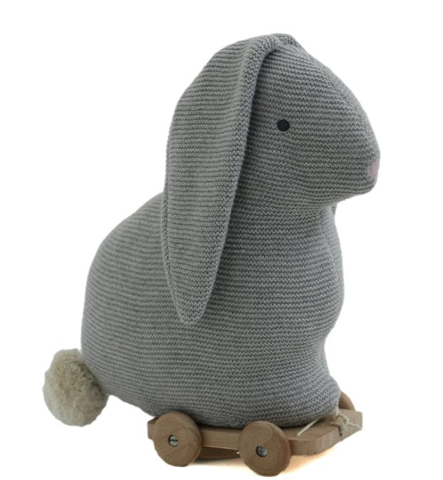 Push & Pull Bunny: Soft Toy for Kids - Grey | Pluchi