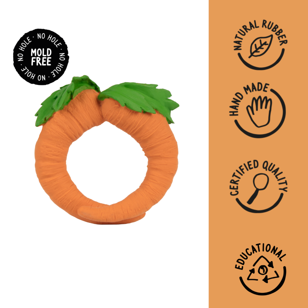 Cathy The Carrot Natural Rubber Teether | Oli & Carol