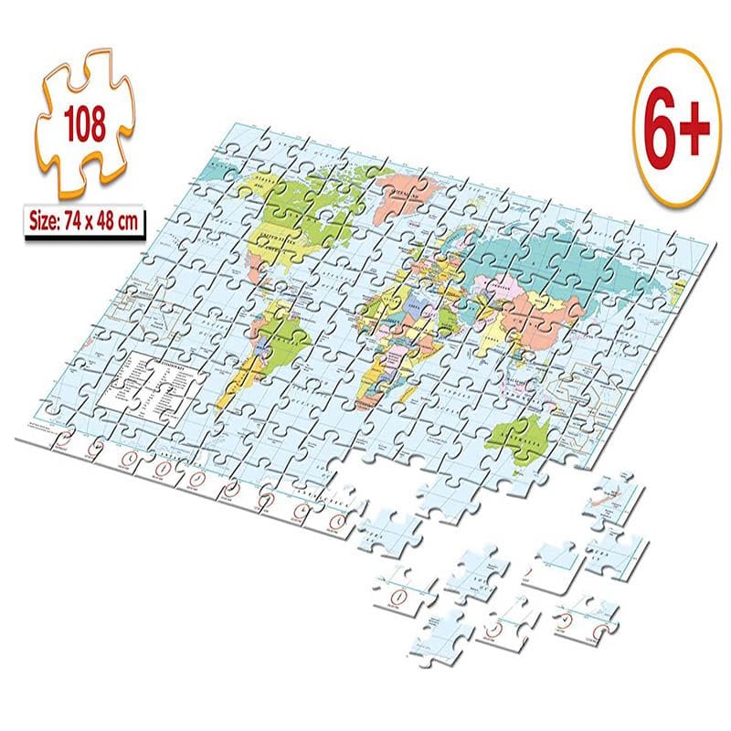 World Map Puzzle - 108 PCS | Frank by Frank Puzzle