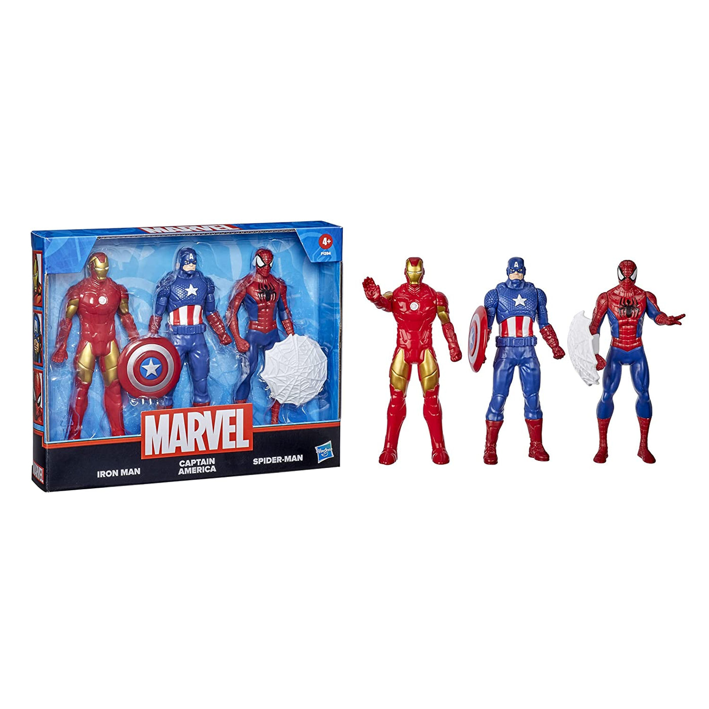 Marvel Action Figure: Iron Man, Captain America and Spider Man - Pack of 3, 6 Inch | Hasbro