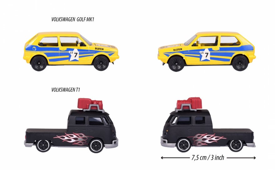 VW The Originals 2 Pieces Set Racing : Volkswagen T1 & Volkswagen MK1 | Majorette