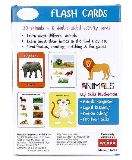 Animals: 4 in 1 Wipe and Clean - Flash Cards | Kyds Play